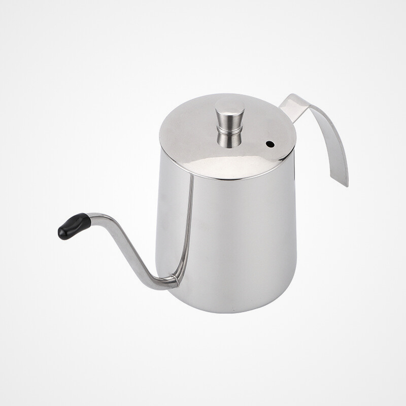 Precision Gooseneck Drip Kettle | 350ml Silver Mirror Polish | Professional Pour-Over Pot