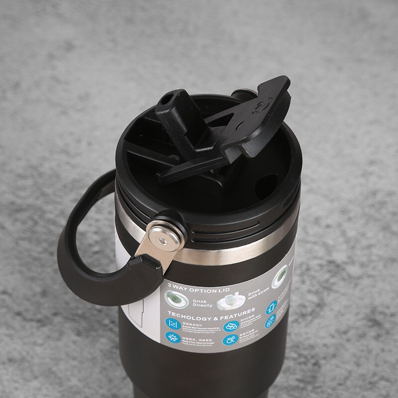 Ergonomic Insulated Car Mug | 40oz Double-Wall with Lid | Road Trip Bulk