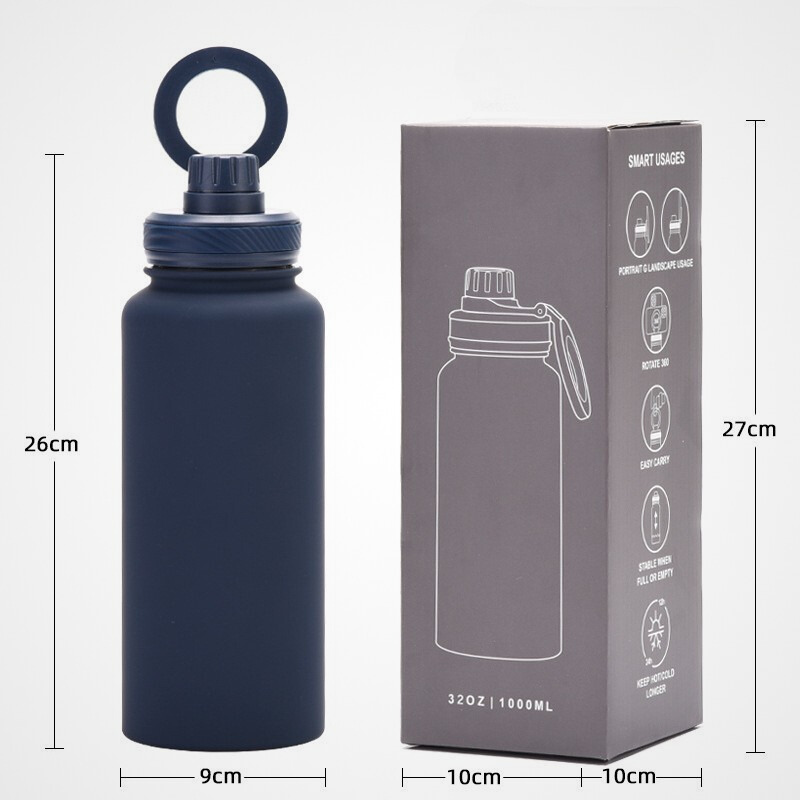 1000ml MagSafe Sports Water Bottle | Heavy-Duty Magnetic Ring Handle | Vacuum Stainless Steel