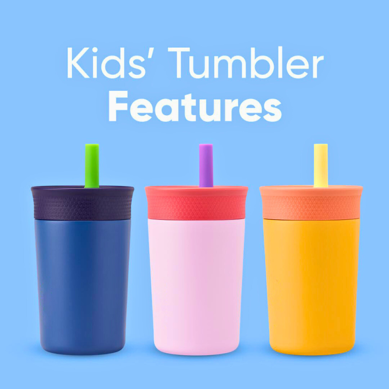 12oz Kids Insulated Tumbler | Spill-Resistant Flexible Straw | Safety Hydration Bottle