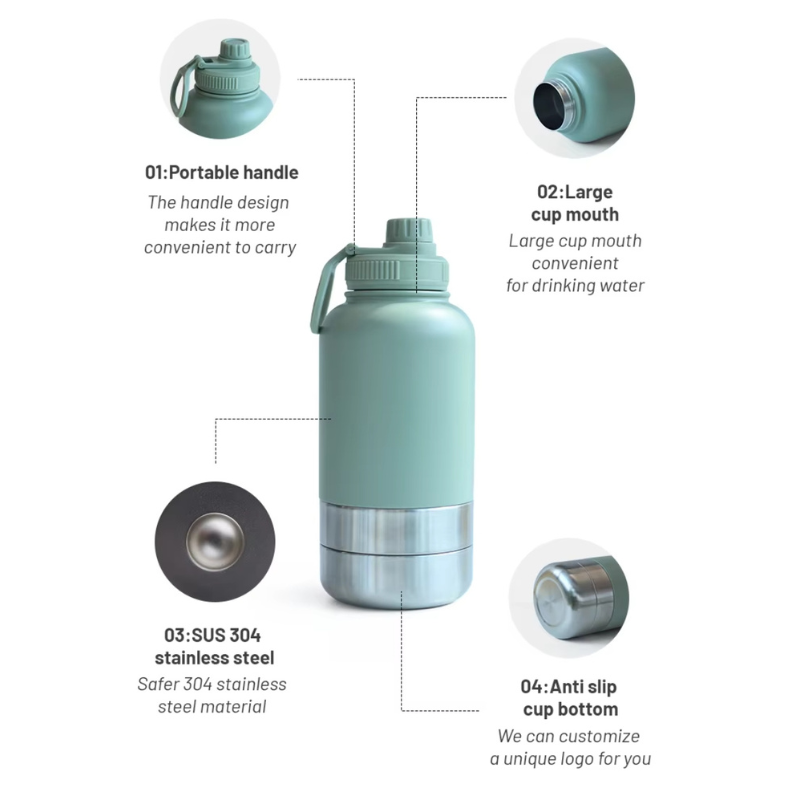 3-in-1 Pet Travel Hydration Jug | 32oz Vacuum Insulated | Pet Brand Bulk Sourcing