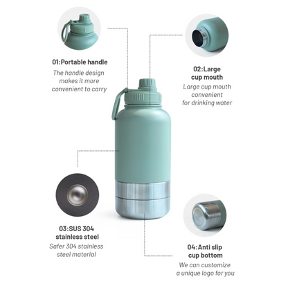 3-in-1 Pet Travel Hydration Jug | 32oz Vacuum Insulated | Pet Brand Bulk Sourcing