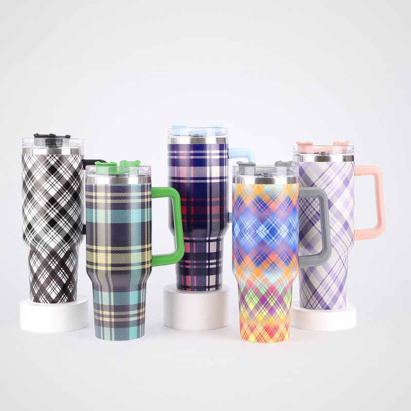 Vibrant Patterned Car Mug | 40oz Double-Wall with Handle | Customized Print Bulk