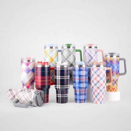 Vibrant Patterned Car Mug | 40oz Double-Wall with Handle | Customized Print Bulk