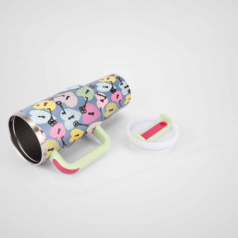 Vibrant Patterned Car Mug | 40oz Double-Wall with Handle | Customized Print Bulk