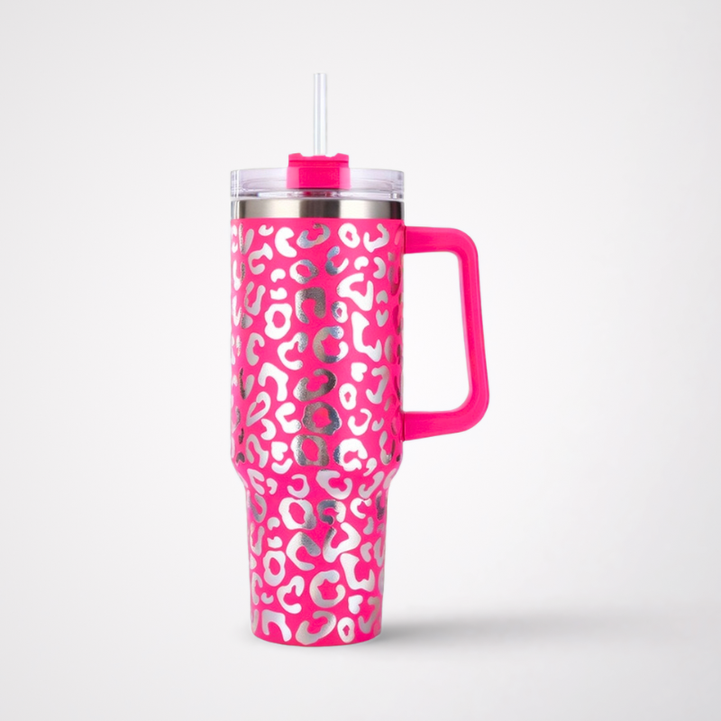 40oz Holographic Leopard Car Tumbler | Double-Wall Vacuum Steel | Premium Trendy Drinkware