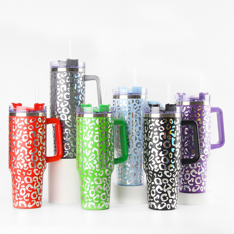 40oz Holographic Leopard Car Tumbler | Double-Wall Vacuum Steel | Premium Trendy Drinkware
