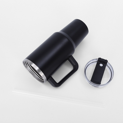40oz Auto Beverage Cup | Integrated Soft-Touch Handle | Double-Wall Vacuum Insulated