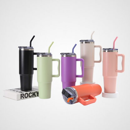 Aesthetic 40oz Travel Tumbler | Heavy-Duty Grab Handle | Trendy B2B
