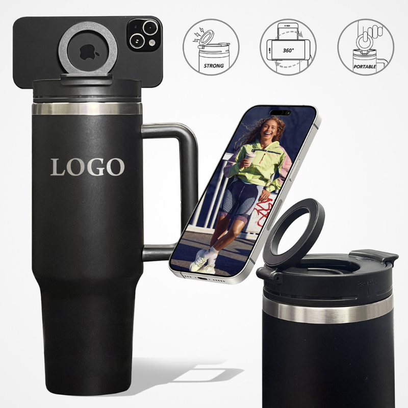 40oz MagSafe Travel Tumbler | Built-in Magnetic Phone Mount Handle | Active Lifestyle Cup