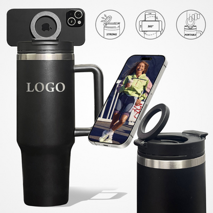 40oz MagSafe Travel Tumbler | Built-in Magnetic Phone Mount Handle | Active Lifestyle Cup