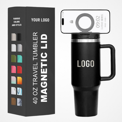 40oz MagSafe Travel Tumbler | Built-in Magnetic Phone Mount Handle | Active Lifestyle Cup