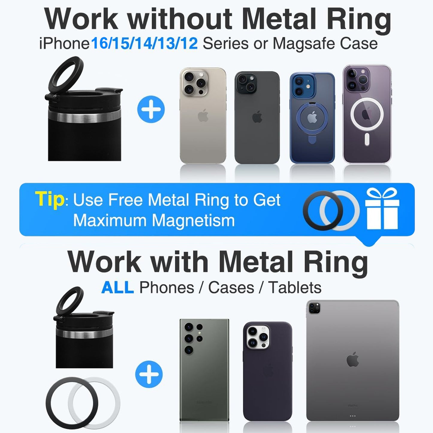 40oz MagSafe Travel Tumbler | Built-in Magnetic Phone Mount Handle | Active Lifestyle Cup