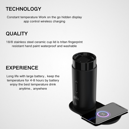 Deluxe Smart Coffee Flask | Wireless Charging Base | High-End Tech Wholesale