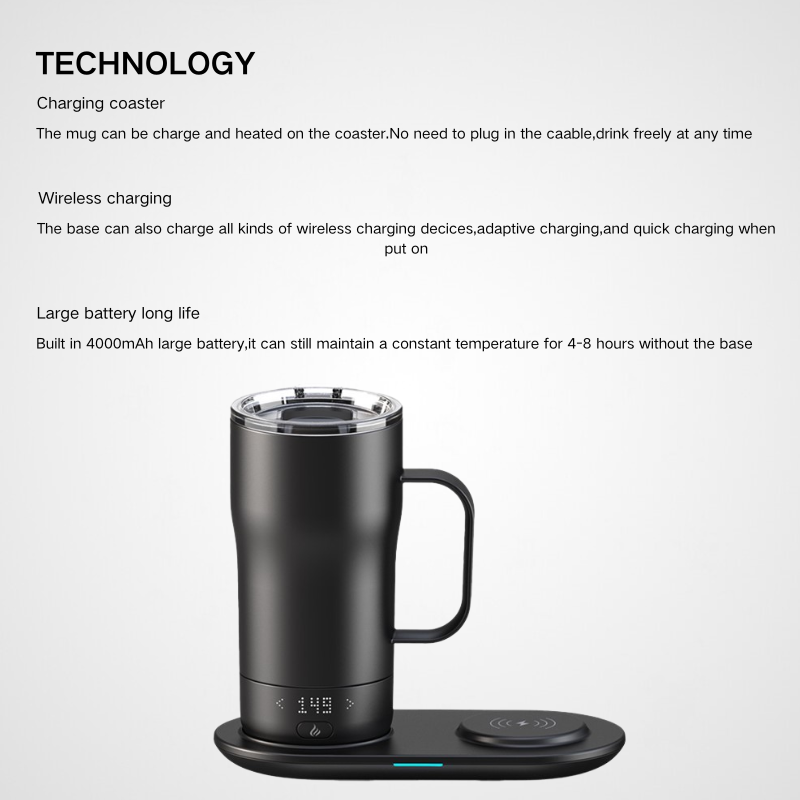 Intelligent Smart Self-Heating Desk Mug | 18oz XL | Executive Custom Wholesale