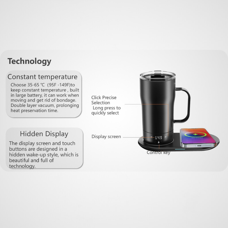 Intelligent Smart Self-Heating Desk Mug | 18oz XL | Executive Custom Wholesale
