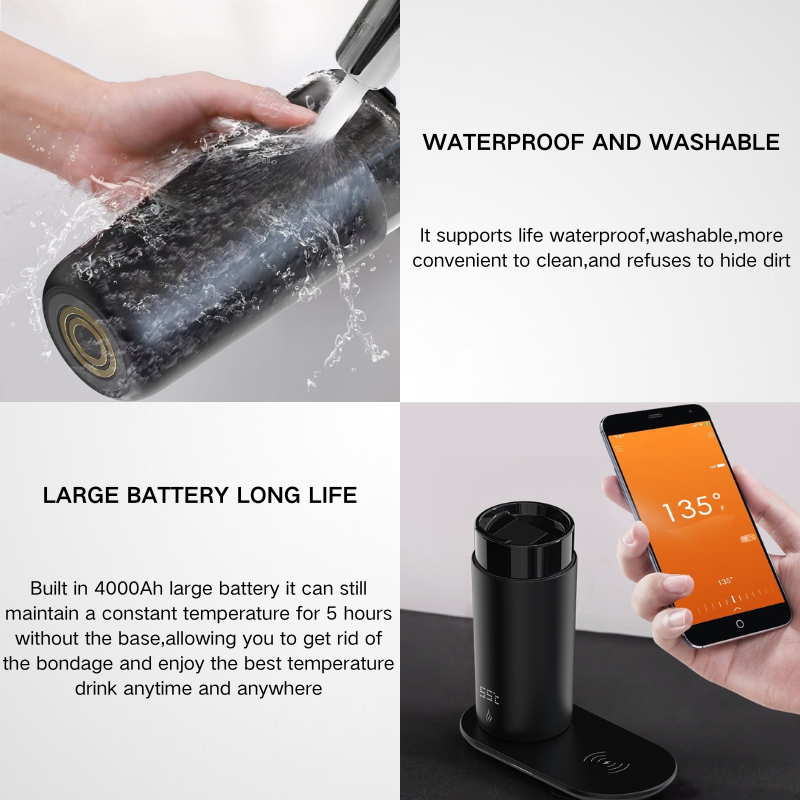 Deluxe Smart Coffee Flask | Wireless Charging Base | High-End Tech Wholesale