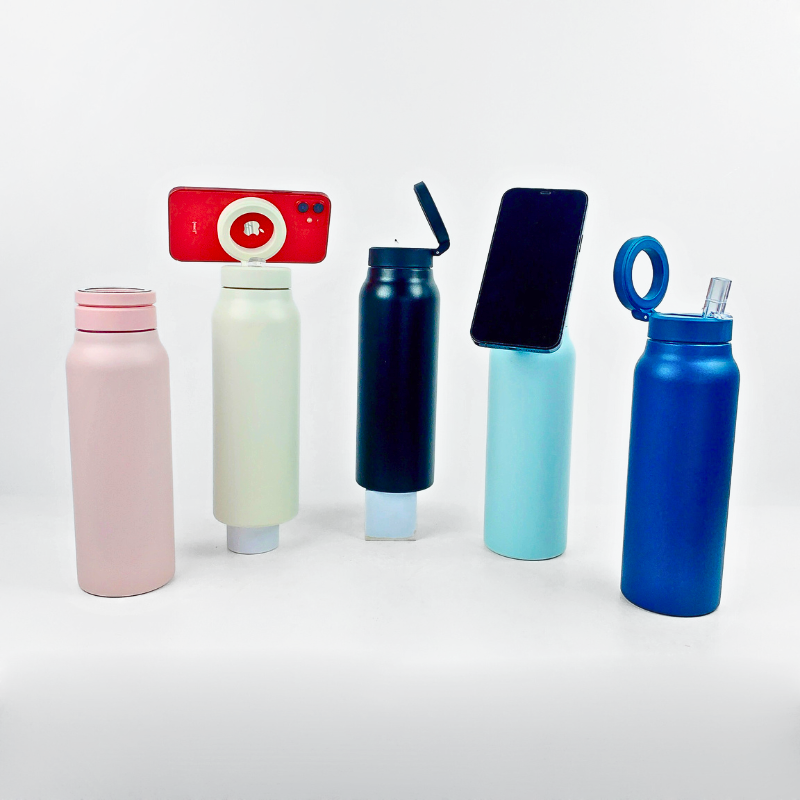24oz MagSafe Straw Sports Bottle | Pop-Up Mouthpiece & Magnetic Ring Lid | Gym Hydration