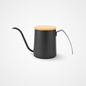 Eco-Luxury Gooseneck Kettle | 350ml Matte Teflon with Natural Bamboo Lid | Pour-Over Pot