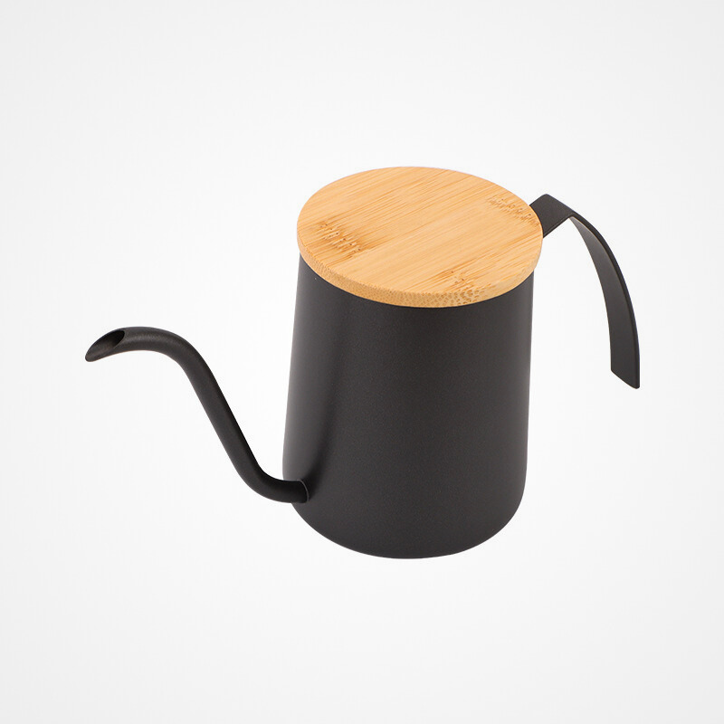 Eco-Luxury Gooseneck Kettle | 350ml Matte Teflon with Natural Bamboo Lid | Pour-Over Pot