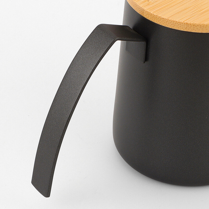 Eco-Luxury Gooseneck Kettle | 350ml Matte Teflon with Natural Bamboo Lid | Pour-Over Pot
