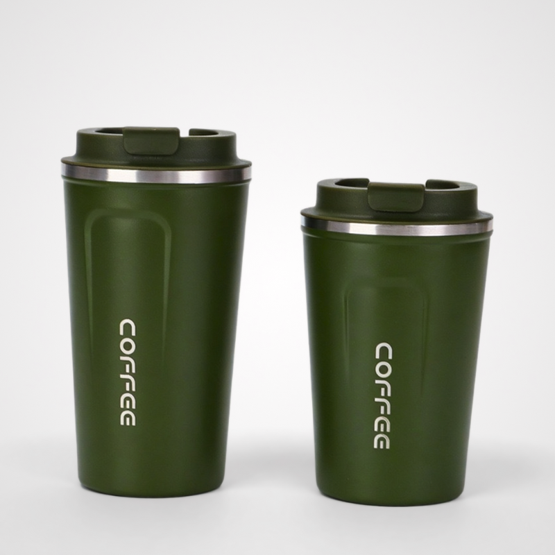 Modern Desk Coffee Mug | 13oz-18oz Double-Wall Vacuum | Cafe Branding Bulk