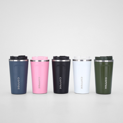Modern Desk Coffee Mug | 13oz-18oz Double-Wall Vacuum | Cafe Branding Bulk