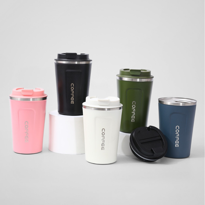 Modern Desk Coffee Mug | 13oz-18oz Double-Wall Vacuum | Cafe Branding Bulk