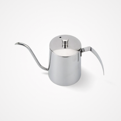 Precision Gooseneck Drip Kettle | 350ml Silver Mirror Polish | Professional Pour-Over Pot