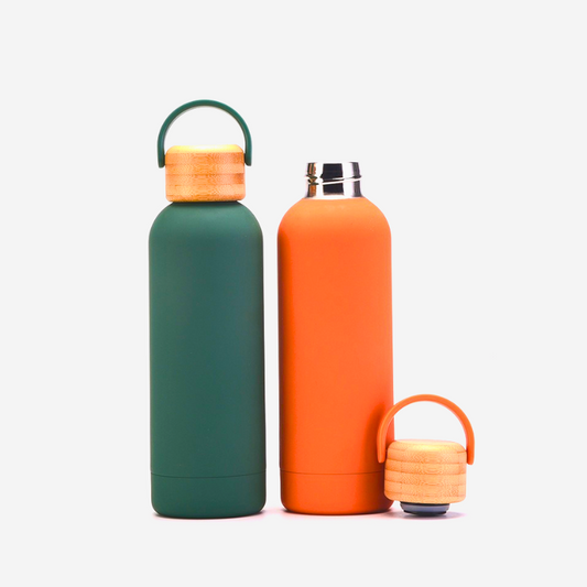 Classic Narrow-Mouth Sports Bottle | Premium SUS304 Steel | Multi-Cap Gym Flask