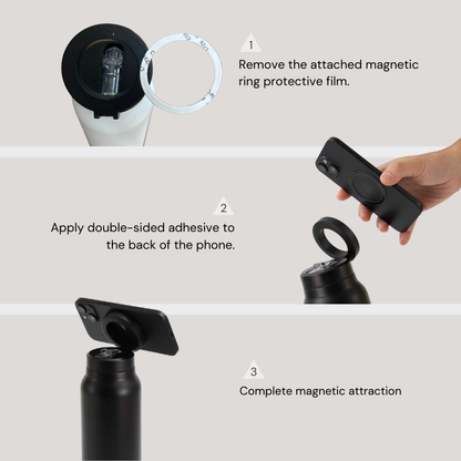 24oz MagSafe Insulated Water Bottle | Dual-Use Phone Mount Loop Lid | Sleek Gym Flask