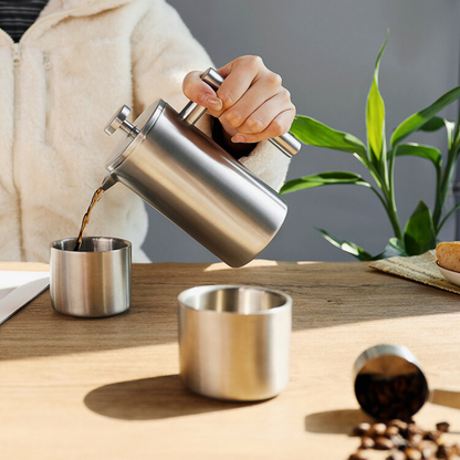Luxury French Press Coffee Gift Set | 350ml Press & Double-Wall Cups | Executive Gift Bulk