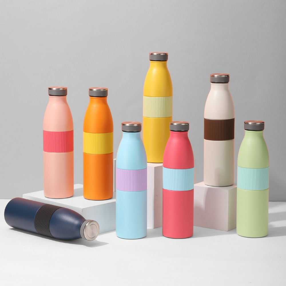 650ml Thermal Sports Flask | Protective Non-Slip Silicone Sleeve | Gym Milk Bottle