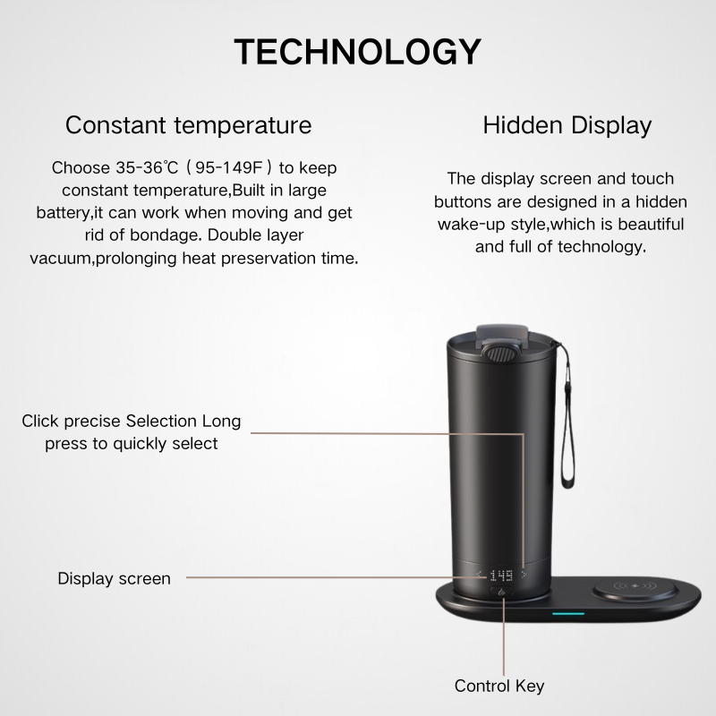 Smart Office Coffee Mug with LED Temp Display | 540ml | High-Tech Corporate Gift