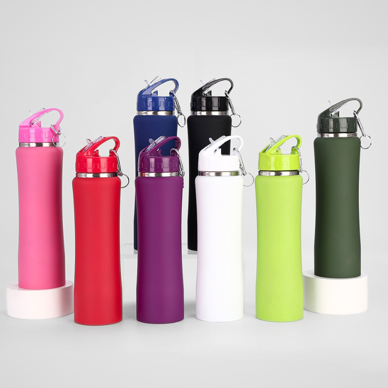 Slim Waist Thermos Flask with Straw | 600ml Double-Wall | Outdoor & Retail Bulk