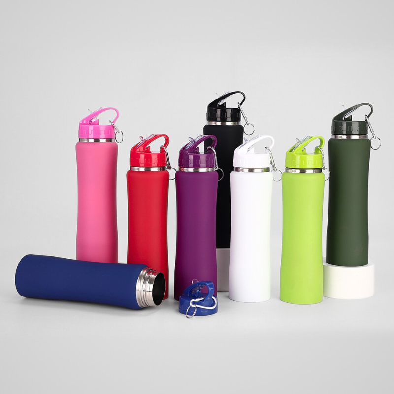 Slim Waist Thermos Flask with Straw | 600ml Double-Wall | Outdoor & Retail Bulk