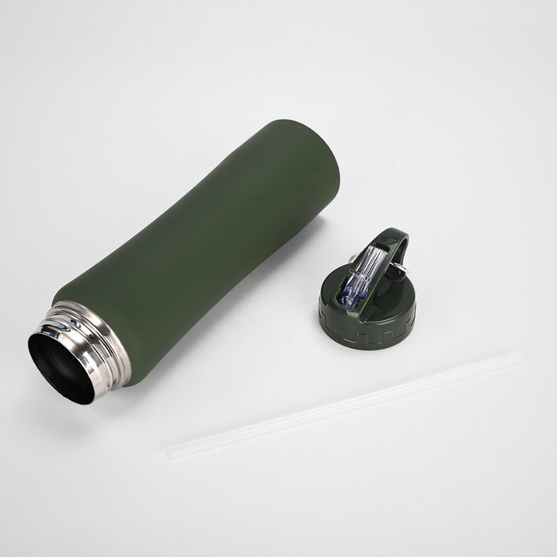 Slim Waist Thermos Flask with Straw | 600ml Double-Wall | Outdoor & Retail Bulk