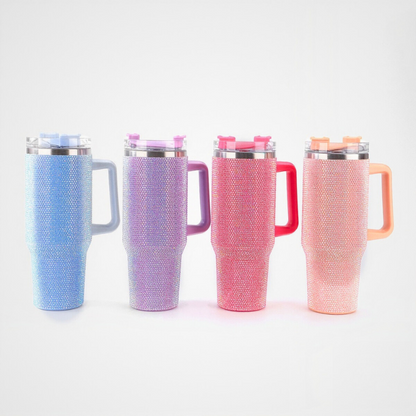 Luxury Bedazzled Bling Tumbler | 40oz Double-Wall Rhinestone | Glamour Gifting Bulk
