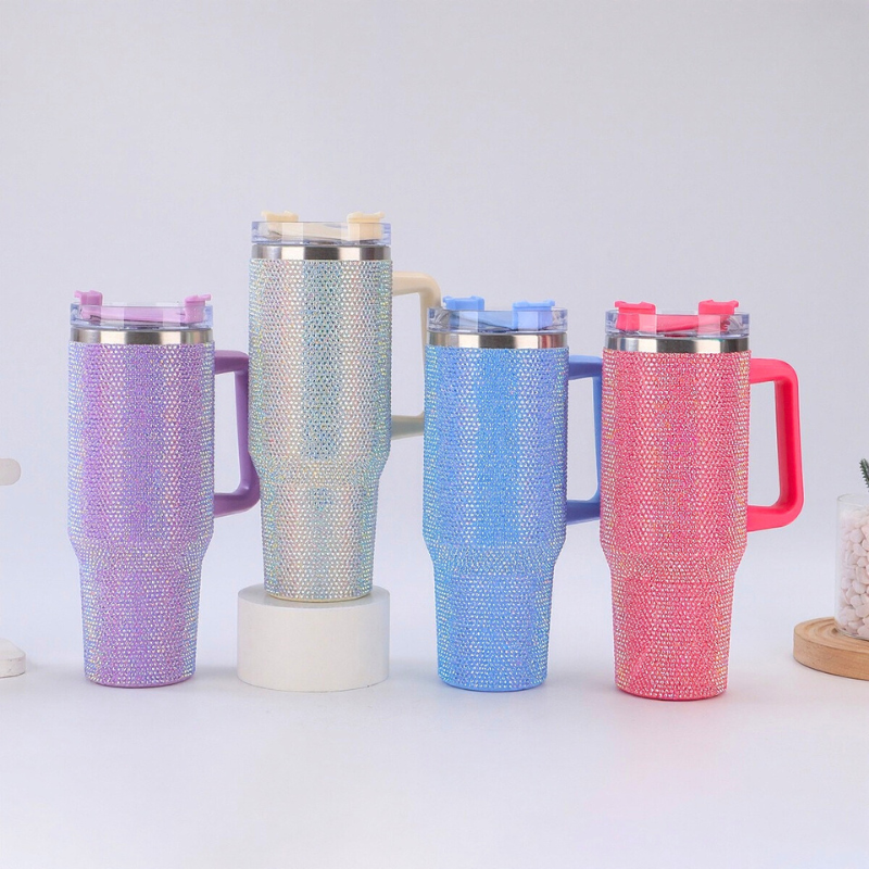 Luxury Bedazzled Bling Tumbler | 40oz Double-Wall Rhinestone | Glamour Gifting Bulk