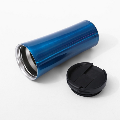 Clamshell Car-Friendly Travel Tumbler | 450ml Double-Wall Waist Cup | Daily Commute Bulk