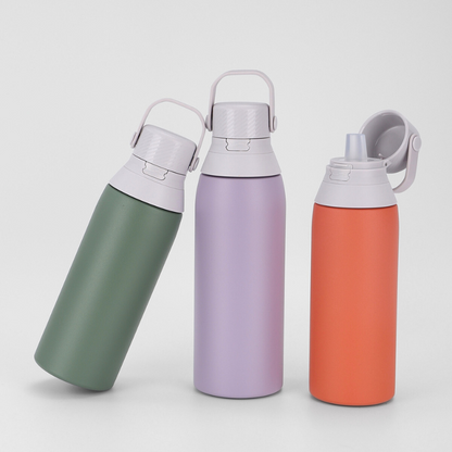 Pop-Up Lid Sports Flask | 500ml-750ml Double-Wall with Handle | Retail & Athletics B2B