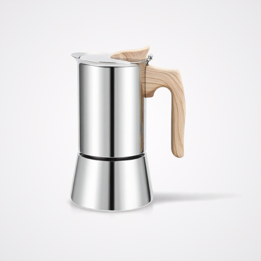 Classic Stovetop Espresso Moka Pot | Natural Beechwood Handle | SUS304 Coffee Maker