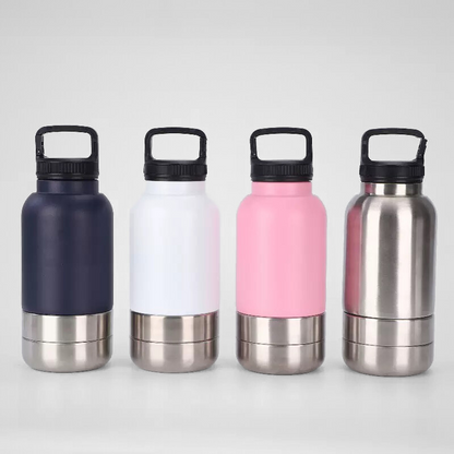 Heavy Duty 32oz Pet Travel Flask | Dual-Purpose Detachable Bowl | Pet Supply B2B