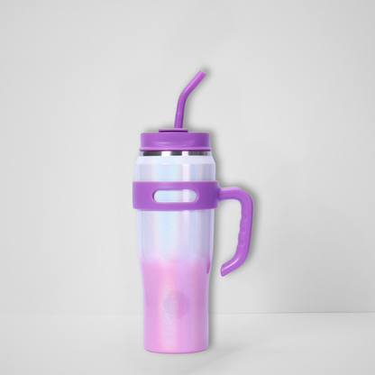 Vibrant Rainbow Travel Tumbler | 40oz Double-Wall with Handle | Trendy Bulk Gifting