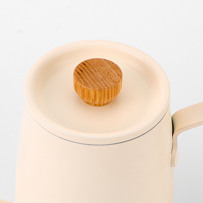 Chic Gooseneck Drip Kettle | 600ml Cream with Wooden Handle | Specialty Coffee Bulk