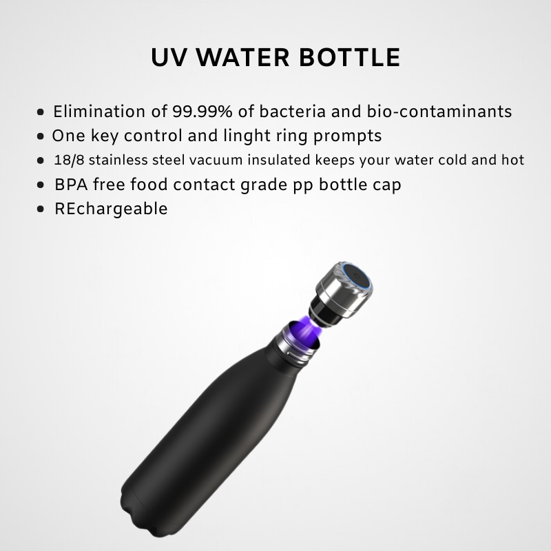 Self-Sterilising Smart Vacuum Bottle | UV-C Sterilizer Lid | Premium Health Tech