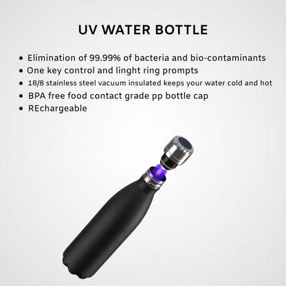 Self-Sterilising Smart Vacuum Bottle | UV-C Sterilizer Lid | Premium Health Tech