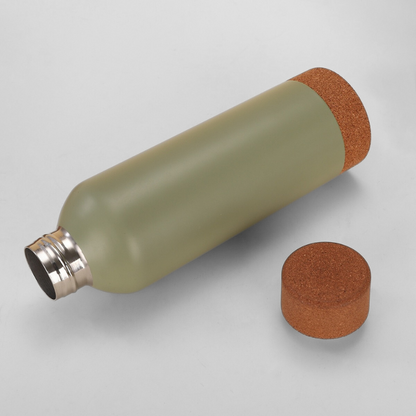 Eco-Luxe Bamboo Accent Flask | 500ml Double-Wall | Organic Brand Promo Bulk