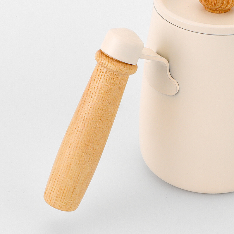Chic Gooseneck Drip Kettle | 600ml Cream with Wooden Handle | Specialty Coffee Bulk
