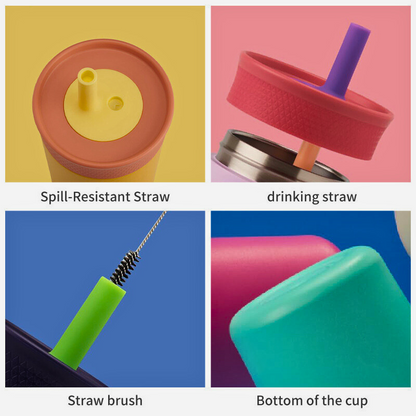 12oz Kids Insulated Tumbler | Spill-Resistant Flexible Straw | Safety Hydration Bottle